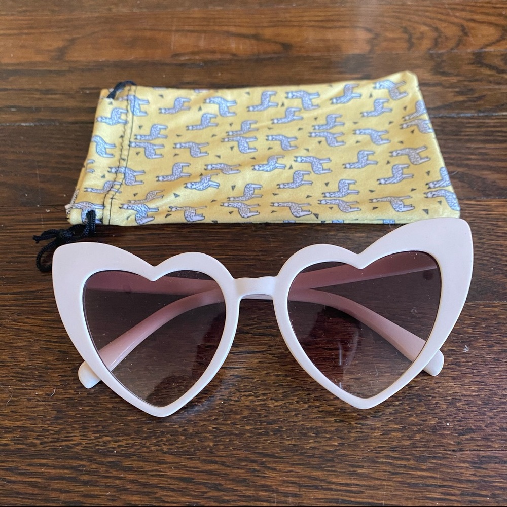 White/eggshell Heart Shaped Sunglasses